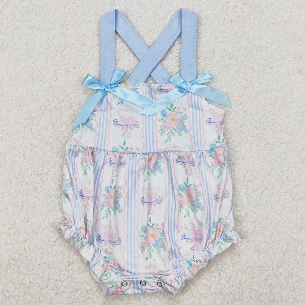 New Fashion Baby Girls Rompers Pink Checkered Flowers Short Sleeve Rompers Boutique Toddler Girls Bubbles Summer Baby Onesie Hot