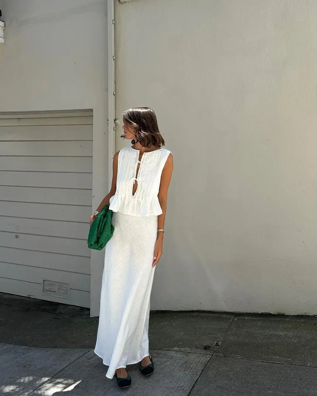 Sexy White Sleeveless Tie Shirt Top Long Skirt Two Piece 2026 Women Fashion Set Summer Holiday Beachwear Swimwear Cover Up A2860
