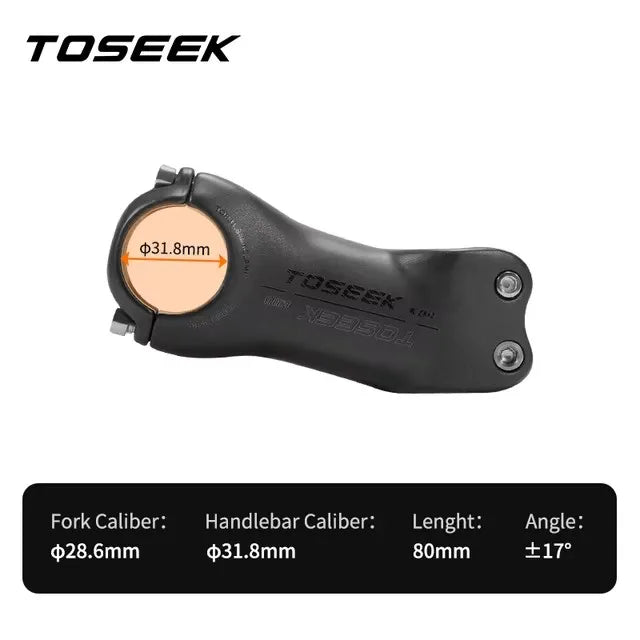 TOSEEK K04 Carbon Stem 6/17Degree Mountain Bike Stem 31.8mm Handlebar Stems 70/80/90/100/110/120/130mm Black Matt Bicycle Parts