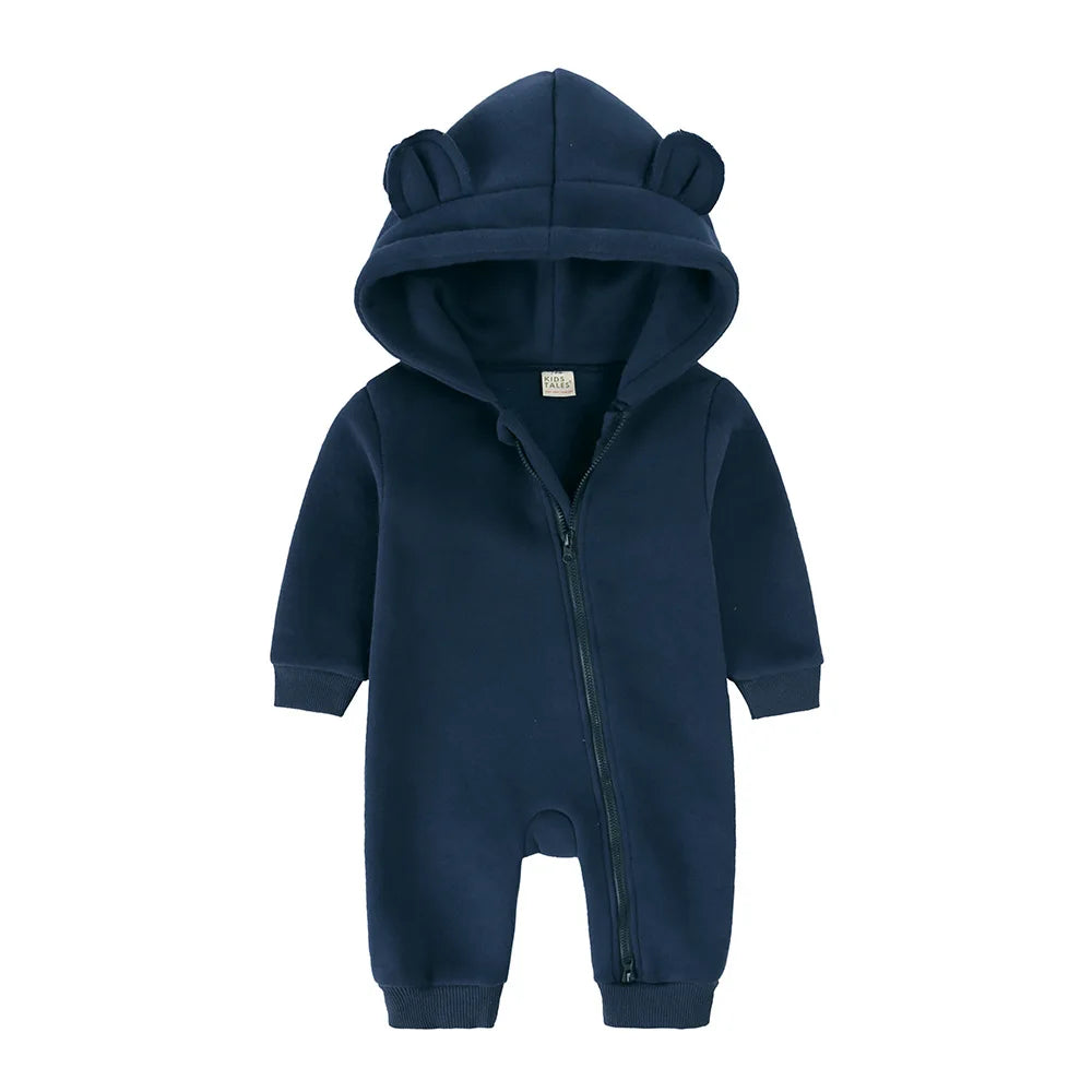 Baby Jumpsuits Rompers Winter Hooded Outfit Hoodies One-pieces Growings Zipper Jumpers Boys Girls Newborn 59-90cm Ropa De Bebe