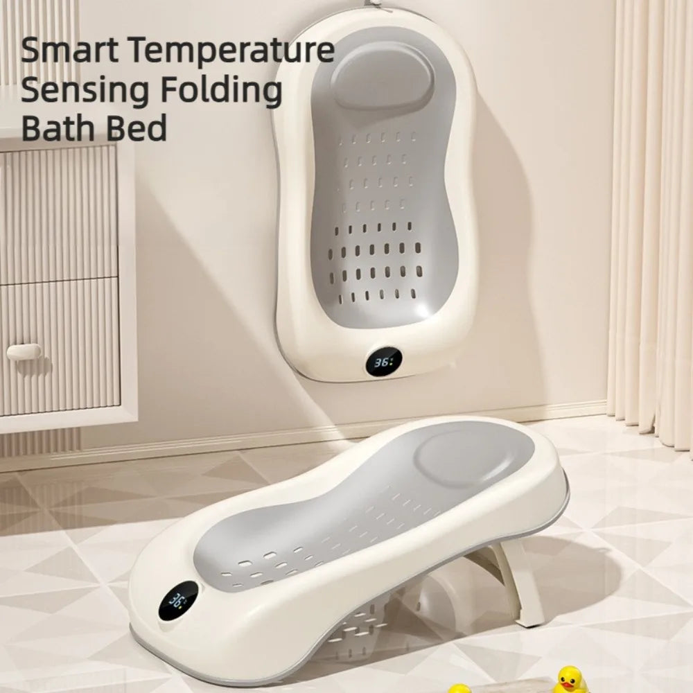 Parent Helper Universal Non-Slip Bath Net, Newborn Bath Lying Rack Baby Convertible Sit-Lie Bath Bed Temperature Sensing