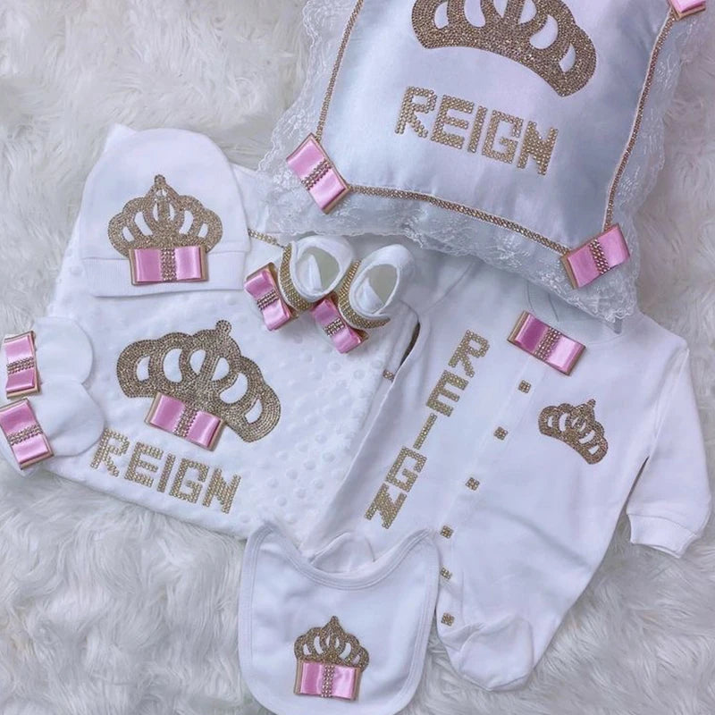 Newborn Baby Boy Outfits Set Kids Clothing Real Cotton Infant Care Products Body Suit Shirt Pants Mittens Receiving Blanket