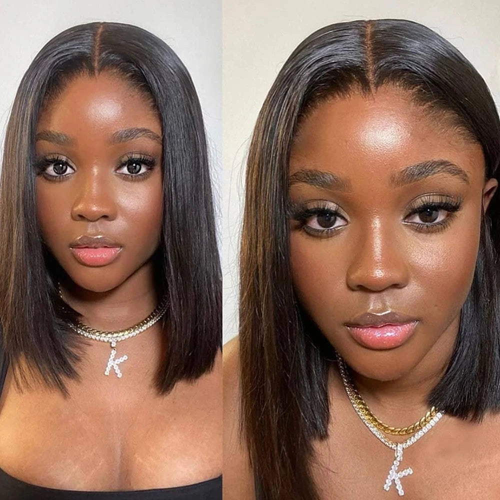 Bob Wig Human Hair 13x4 Lace Frontal Short Straight Lace Front Bob Wig For Black Women Human Hair Natural Color Wigs Pre Plucked