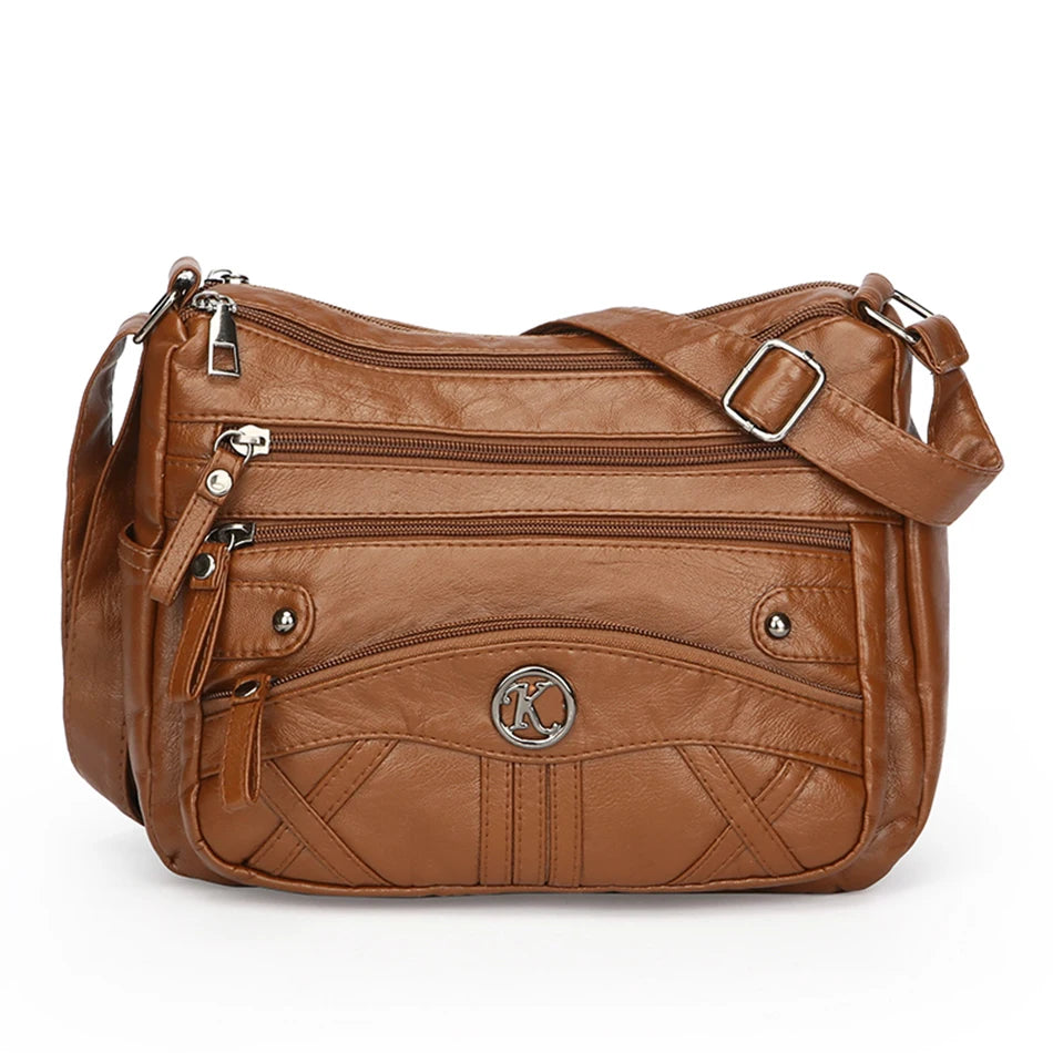 Retro Soft Leather Multi Pocket Single Shoulder Crossbody Bag High Quality Women's Bag Luxury Designer Purses and Handbags 2025