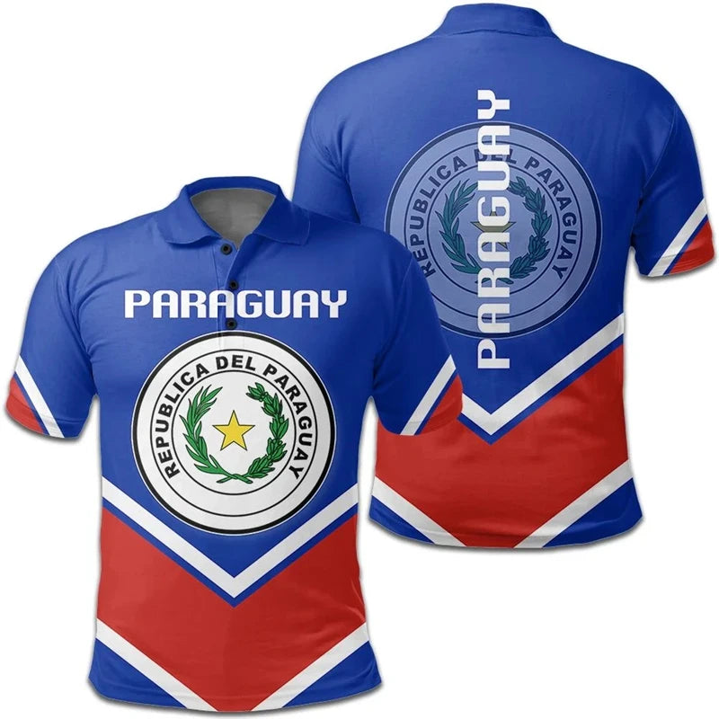 Paraguay Flag Map 3D Print Polo Shirts Daily Casual Sports Jersey POLO Shirt Female Clothing Oversized Short Sleeve Tees Tops