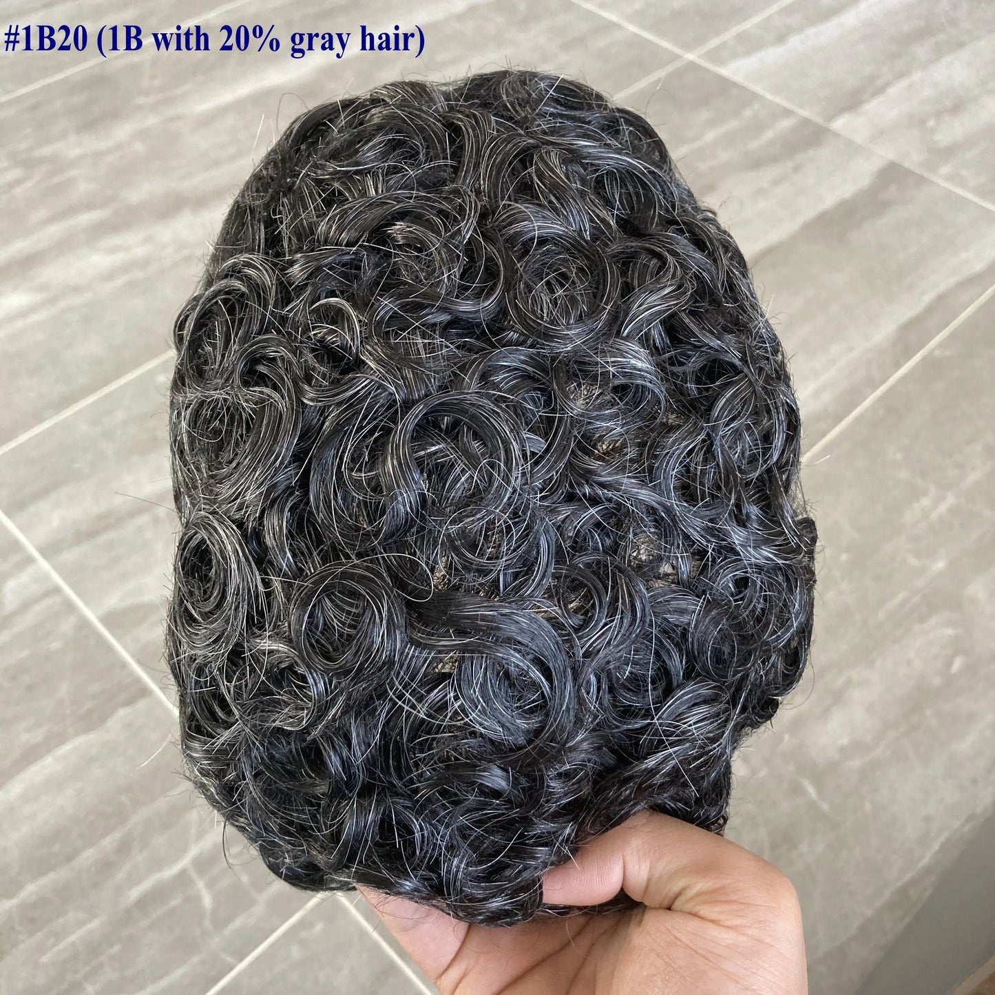 100% Human Hair Man 25mm Loose Curly Hair Replacement System Durable Skin Base Brown Gray Blonde #4 1B65 Prosthesis Hairpieces