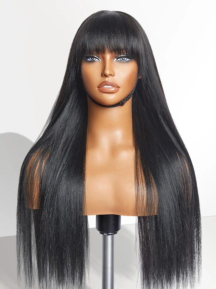 Kinky Straight V Part Wig Human Hair For Women with Drawstring 250% Density Upgrade Glueless U Part Wig No Leave Out No Sew In