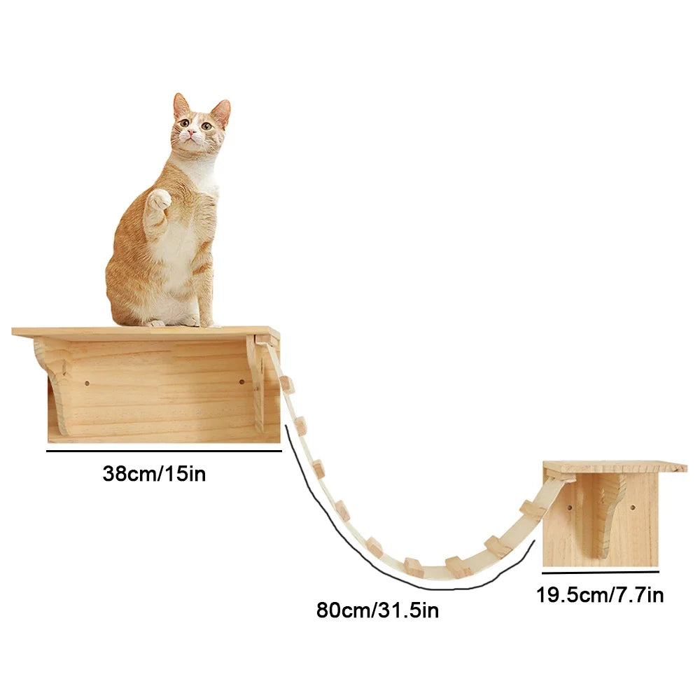 Cat Climbing Shelves Wall Mounted Cat Tree Sisal Scratching Post Cats Hammock House Jumping Platform Rope Ladder Pet Furniture