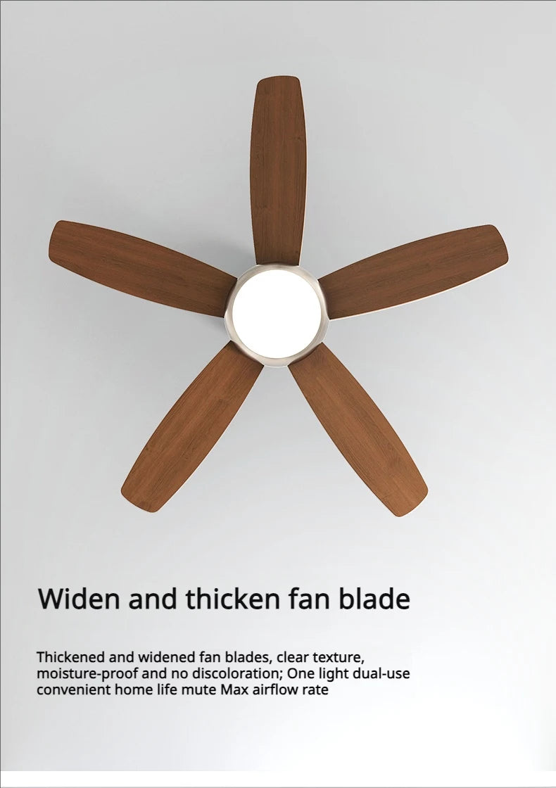 Living Room Fan Lamp Chandelier, Vintage American Style, Bedroom Room Electric Fan Integrated Silent Inverter, Dining Room Ceili