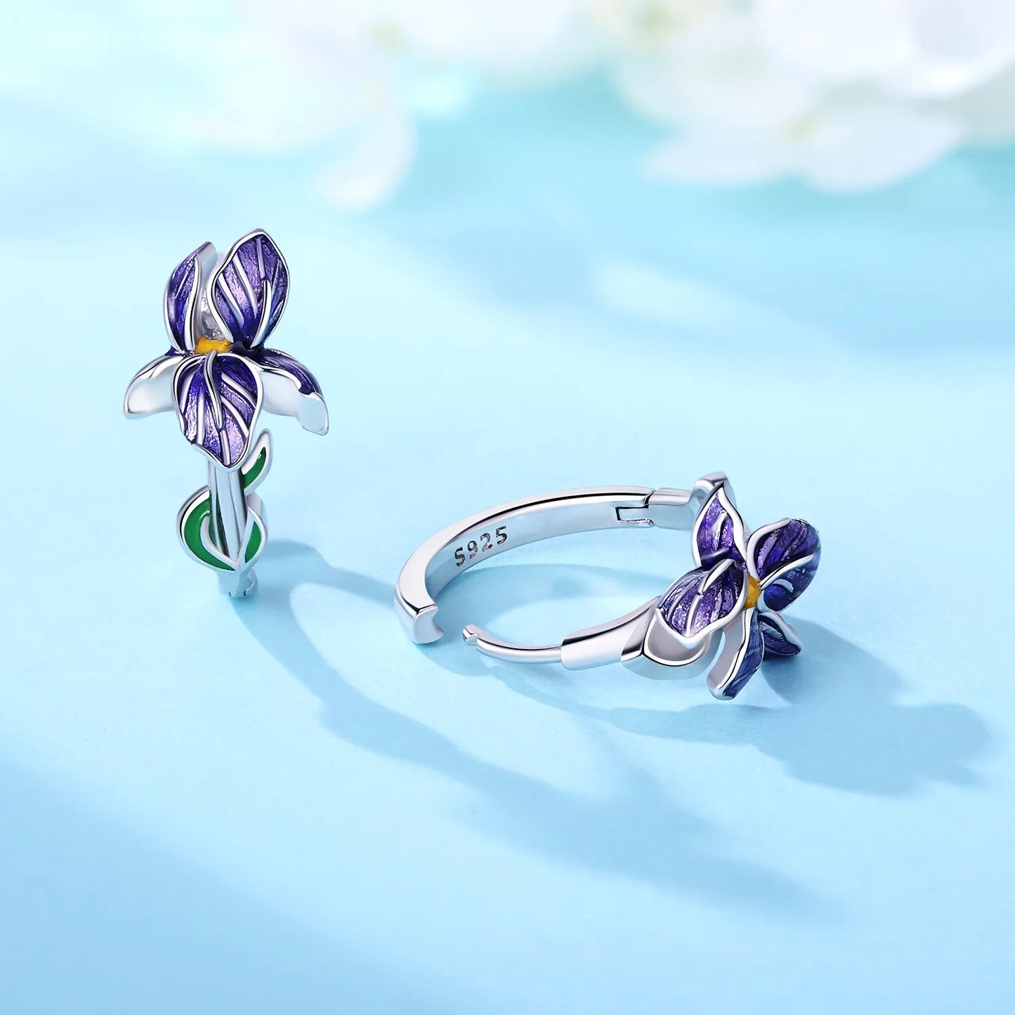925 Sterling Silver Needle Iris Flower Hoop Earrings for Women Original Elegant Versatile Jewelry Birthday Party Fine Gift 2026