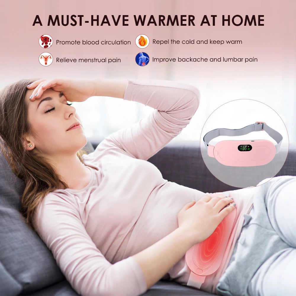 Electric Abdominal Massage Belt Uterus Warmth Hot Compress Vibration USB Charging for Women's Health Waist Warming Device