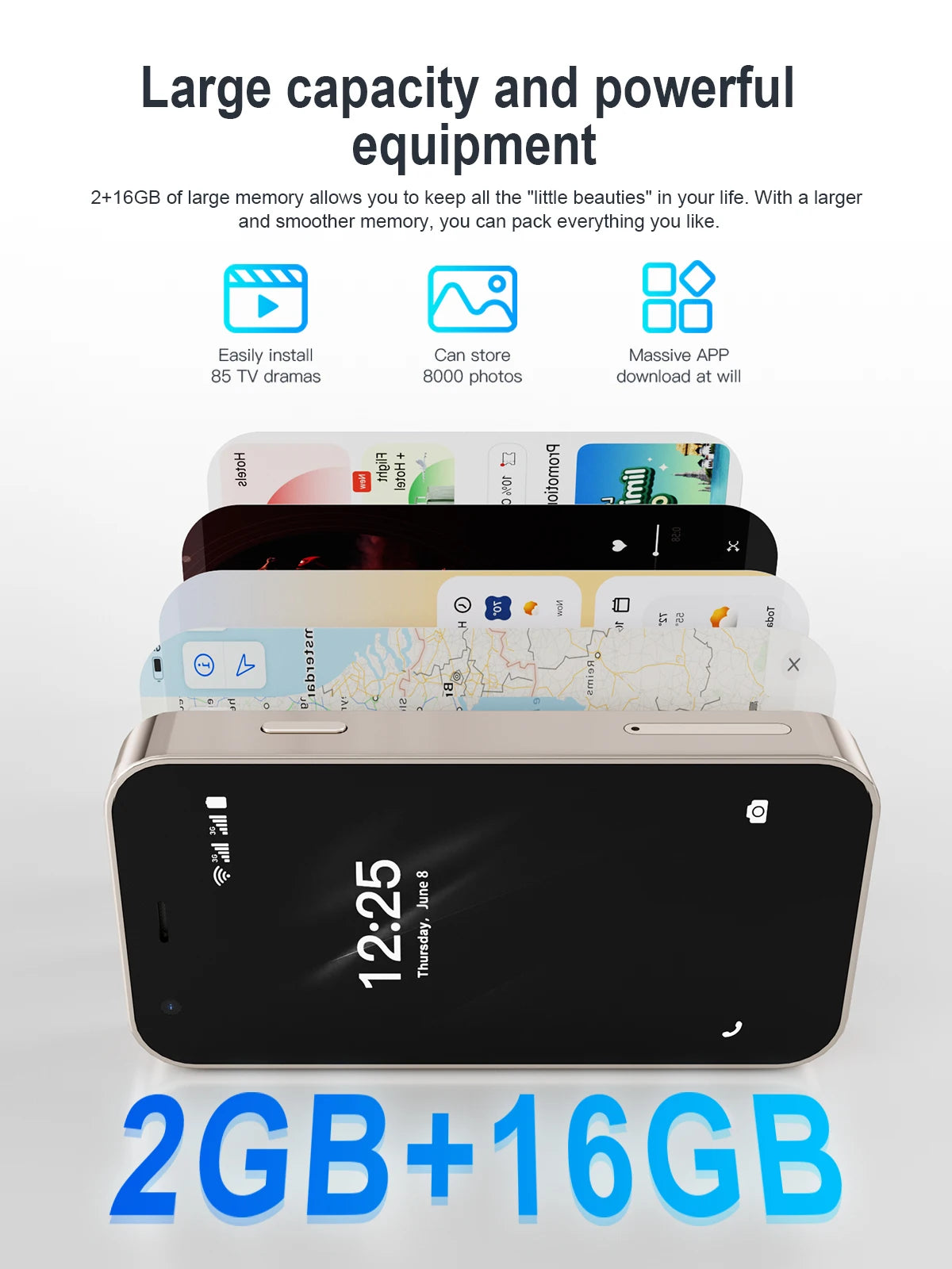 SERVO 15SE Ultra Mini Palm Smartphone 3G WCDMA Android Dual SIM WiFi Hotspot GPS Play Store 16GB ROM 3.0" Pocket Mobile Phone