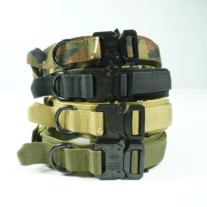 Pet Products Outdoor Tactical Dog Collar Metal Buckle Breathability Nylon Collar Medium and Large Dog Training Neck Collar Dog
