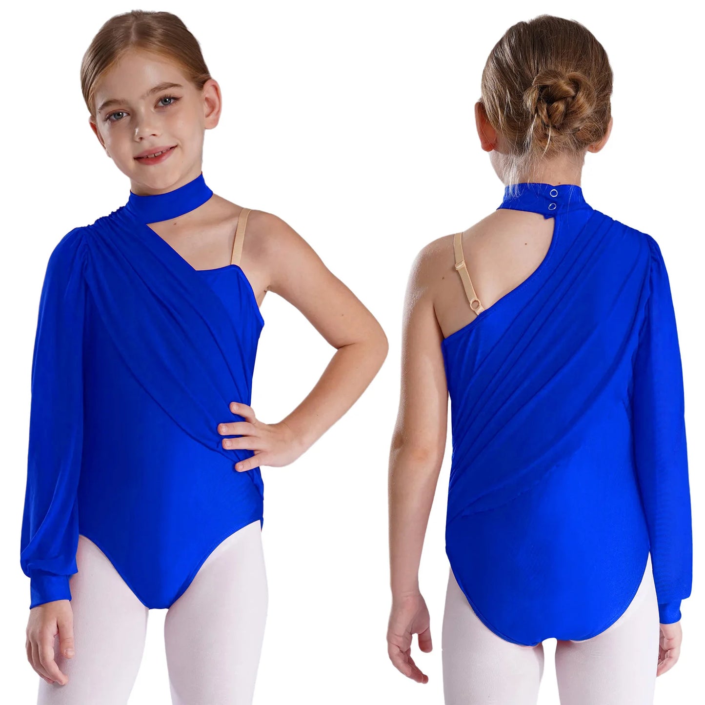 Girls Leotards Jumpsuit for Jazz Latin Skating Competition Costume Tassels Long Sleeve Rhinestones Bodysuit Modern Dancewear