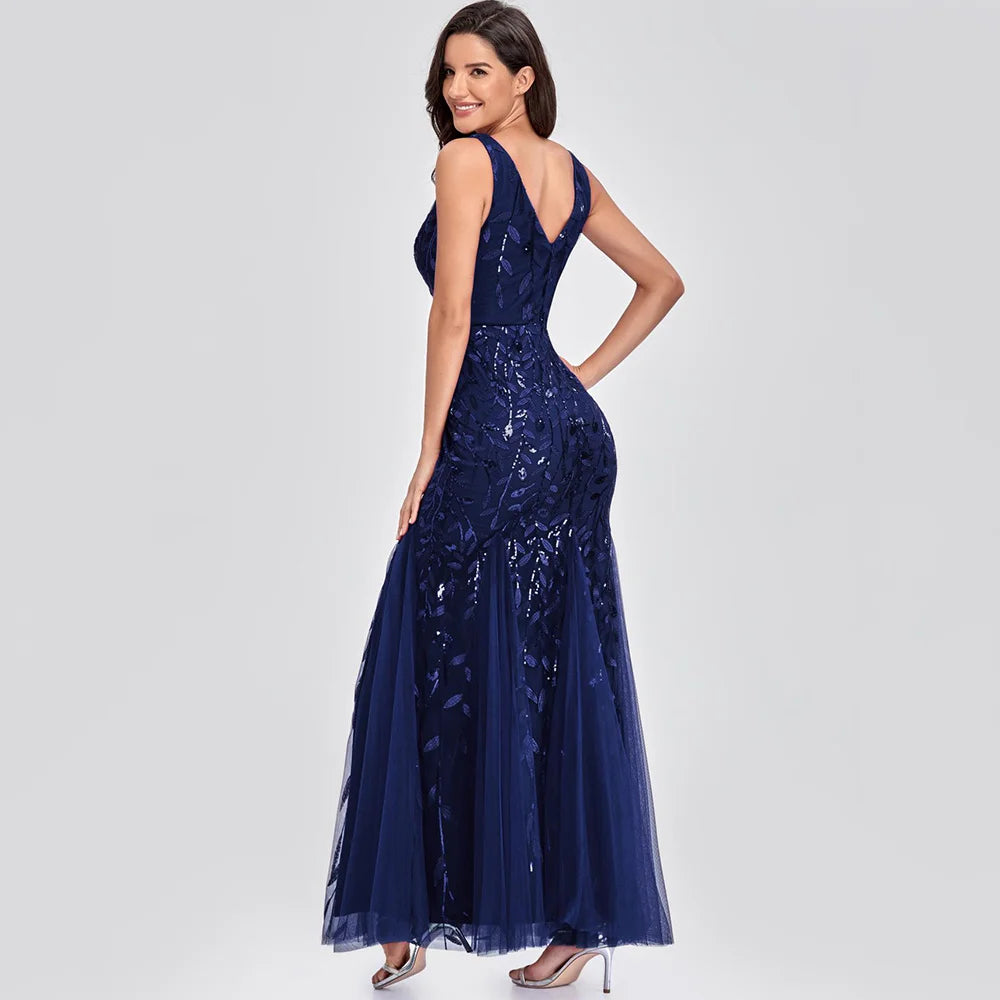 Sexy vintage Maxi Sequin cocktail Dress bridesmaid Prom Dresses for Women Casual Party Long sleeve club Bodycon Dress vestidos