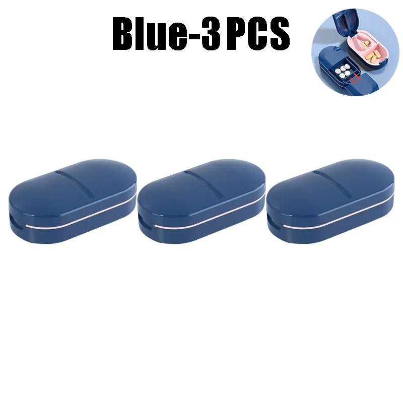 Medicine Pill Cutter Box Portable Drug Box Useful Grinder Splitter Medicine Pill Holder Tablet Cutter Splitter Divider Pill Case