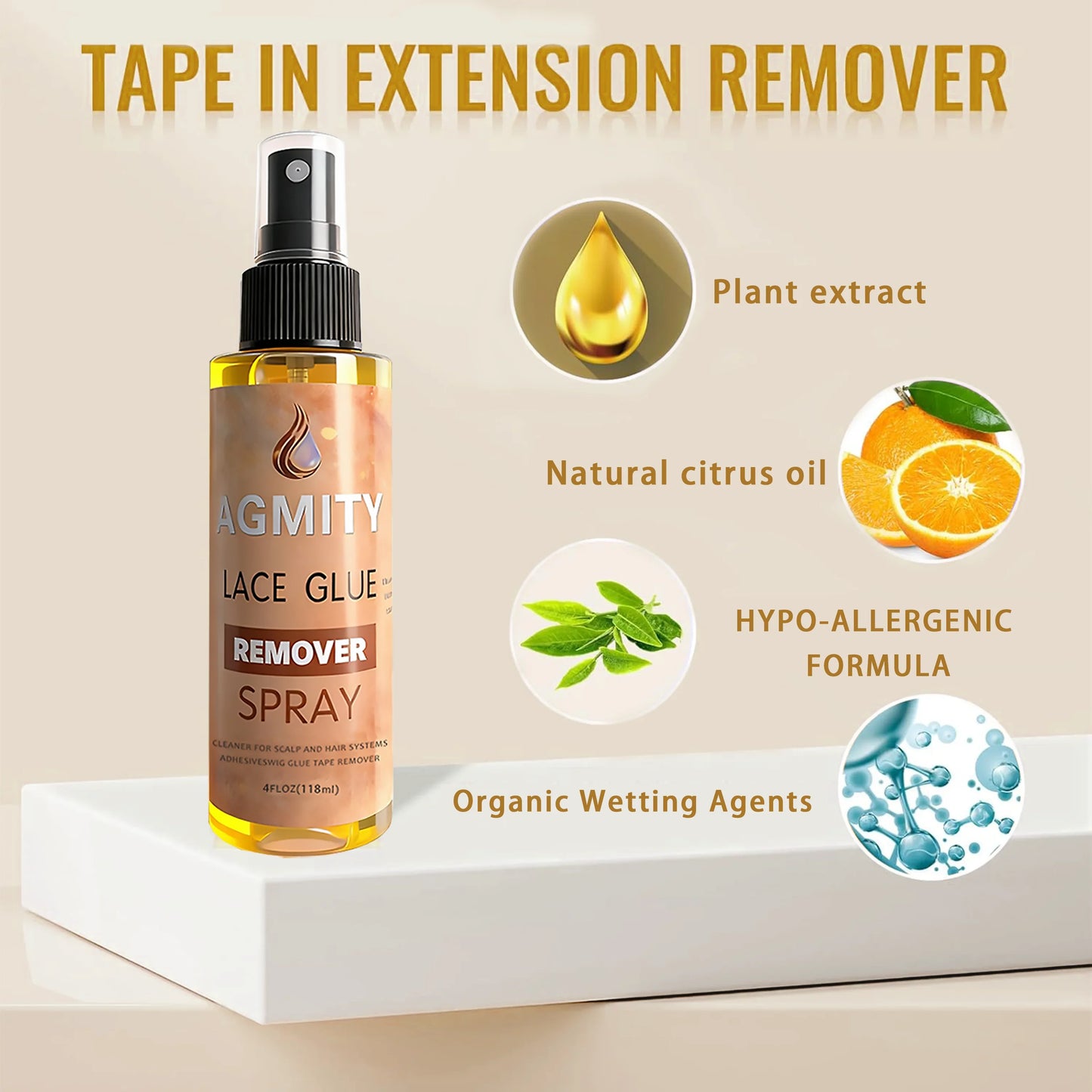118ML Wig Glue Remover For Lace Wigs Tape Glue Remover Spray Keratin Glue Removel Spray for Closure Hairpiece Toupee Makeup Tool