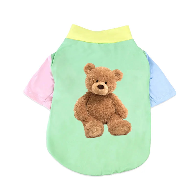 1 PC Pet T-Shirt, Cats & Dogs Soft Pure Cotton Teddy Bear Dopamine Vest. Shih Tzu, Siamese Cat Little Pet Daily Outfit