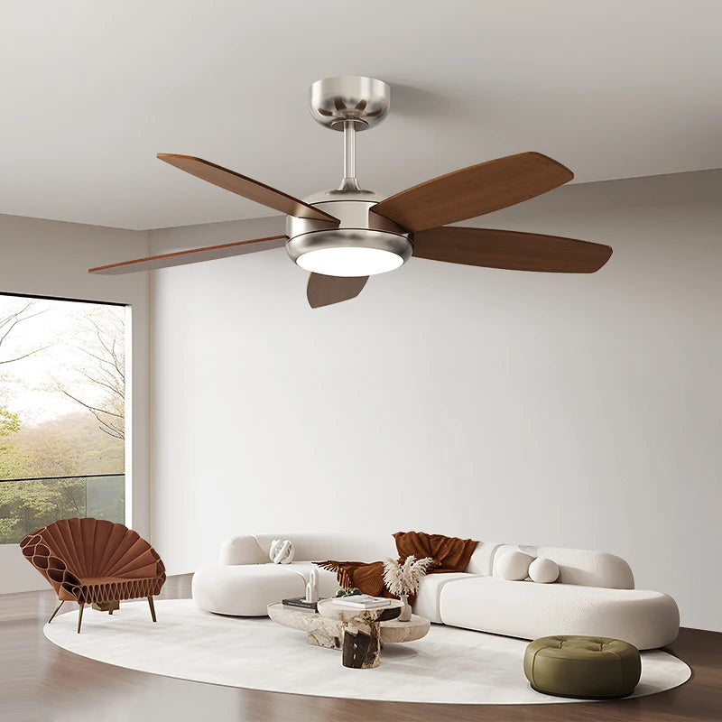 Living Room Fan Lamp Chandelier, Vintage American Style, Bedroom Room Electric Fan Integrated Silent Inverter, Dining Room Ceili