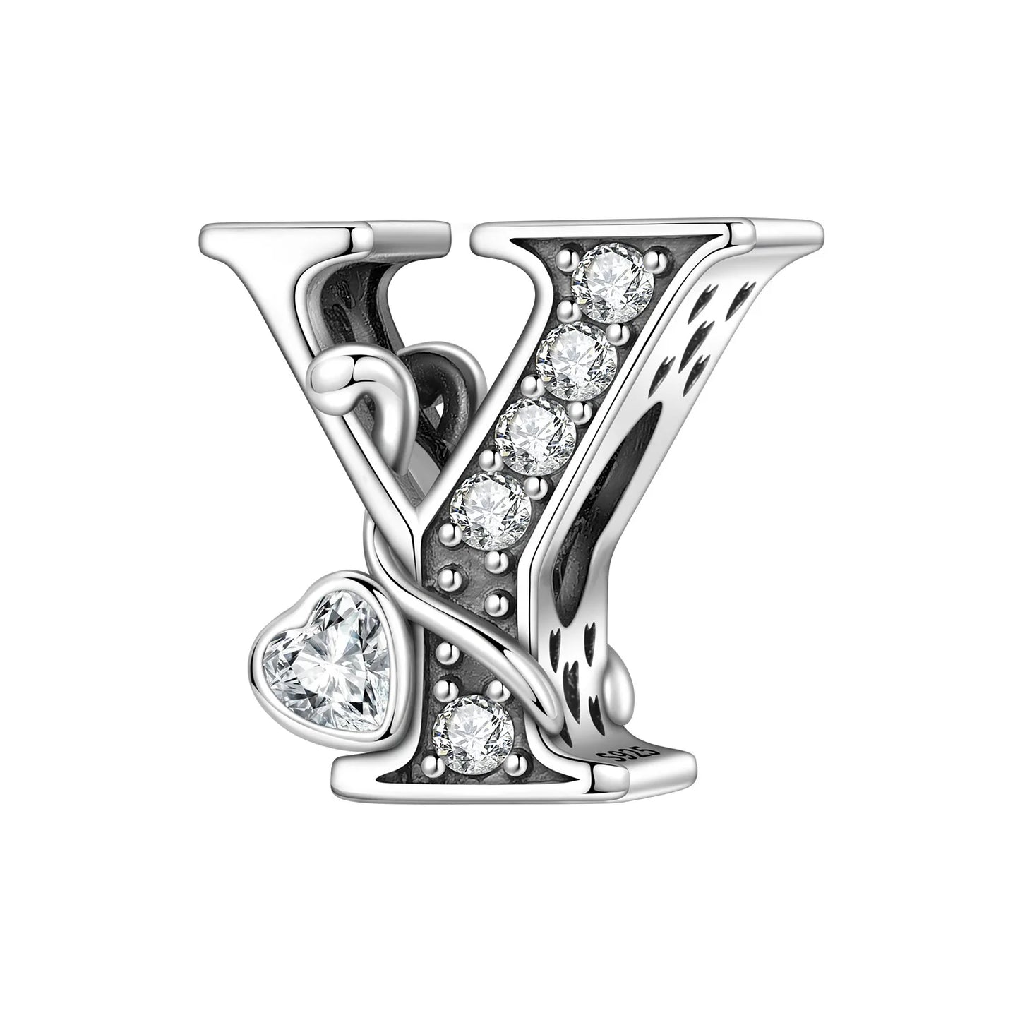 2026 New 925 Sterling Silver Zircon Scroll Grass Pattern 26 Letter Bead Charms for Women Fit DIY Bracelet Necklace Jewelry Gift