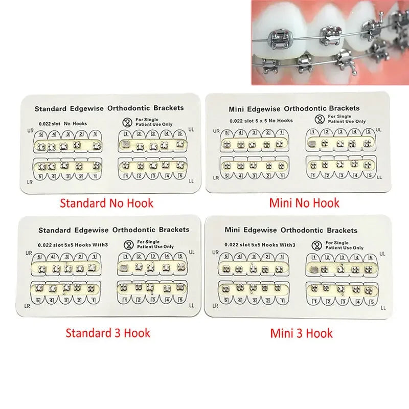 10 Packs Dental Orthodontics Brackets Metal Teeth Bracket Braces Edgewise Without Hook/3 Hook