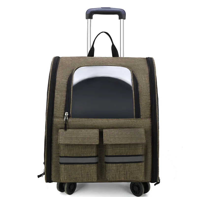 New Oxford Trolley Case Cat Carrier Backpack Travel Pet Bag with Reflective Stripe Outdoor Small Animals Rabbit Kitten Dog Bag