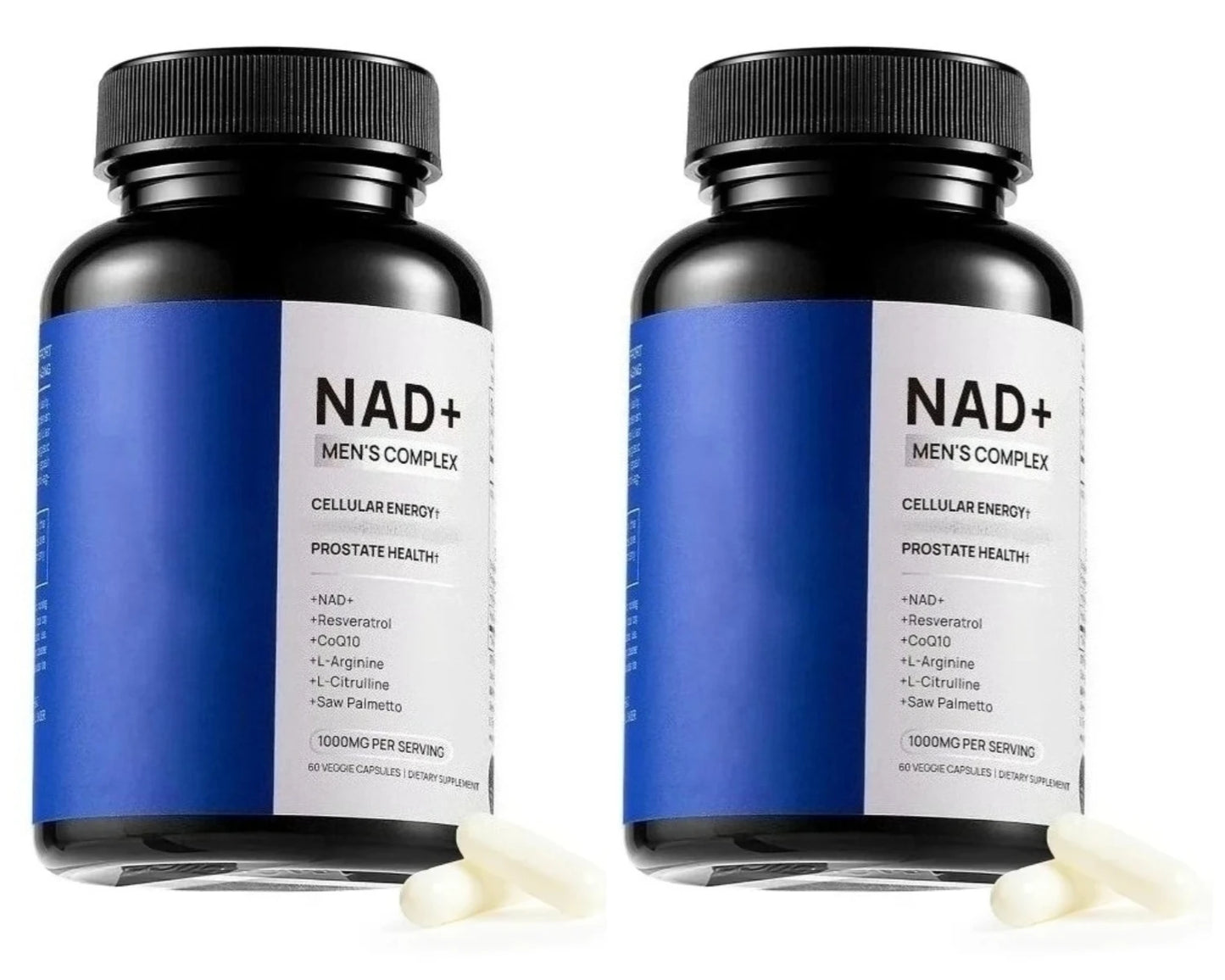 Men's Wellness Complex with NAD+ CoQ10 Resveratrol  L Arginine Daily Energy Vitality Support 60 Veggie Capsules