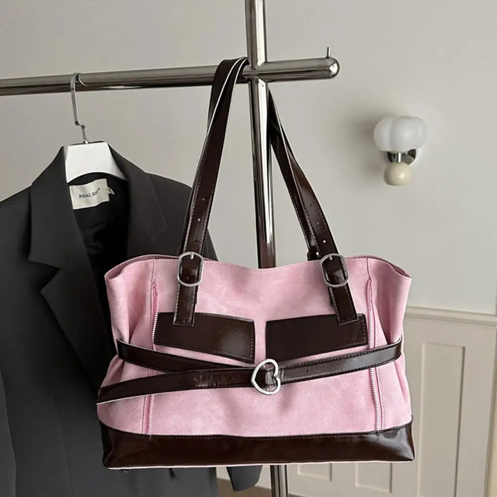 Retro Belt Buckle Underarm Shoulder Bag Women Large Capacity Commuter Tote Bag Vintage Casual Handbag Female Purse