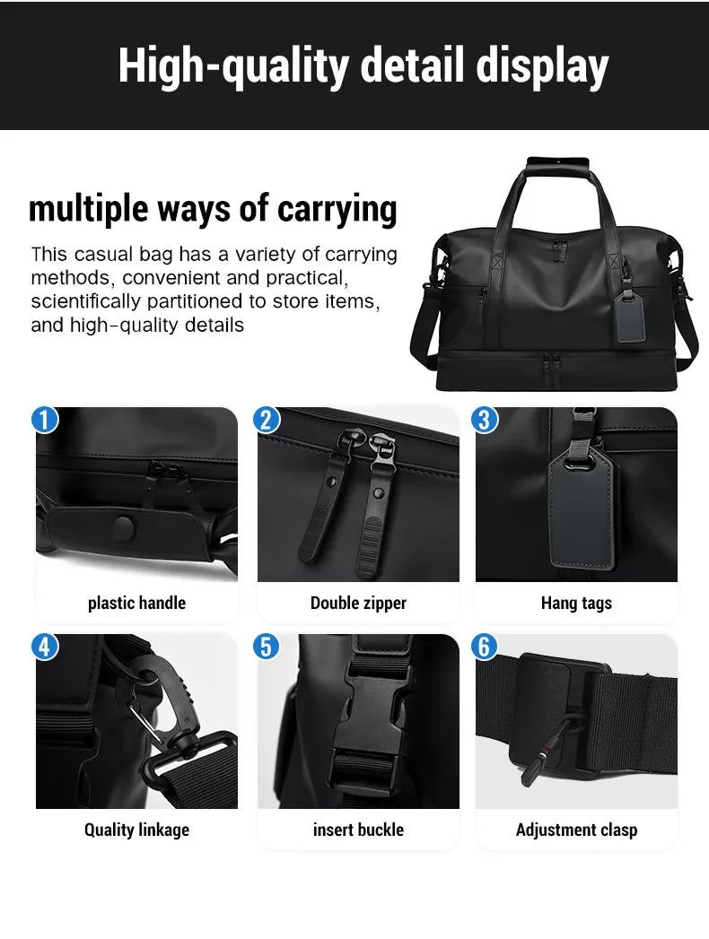 Fashion Travel Tote Bag for Men and Women Large Capacity Shoulder Crossbody Handbag Leisure Sports  Simple Business Travel Bag