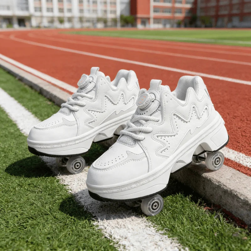 Stylish skating: 2-in-1 white convertible roller skates, leading the way in roller skating and making the best gift for friends.