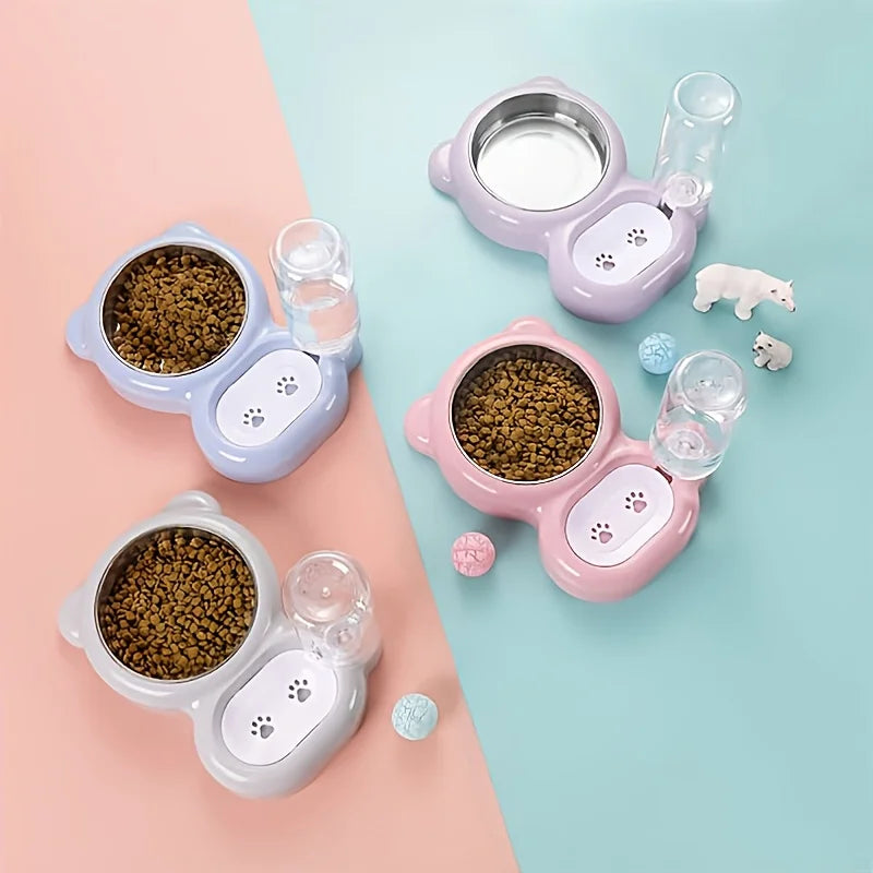 Keep Your Pet Hydrated and Well-Fed with This 2-in-1 Food and Water Bowl Set and Automatic Water Bottle!