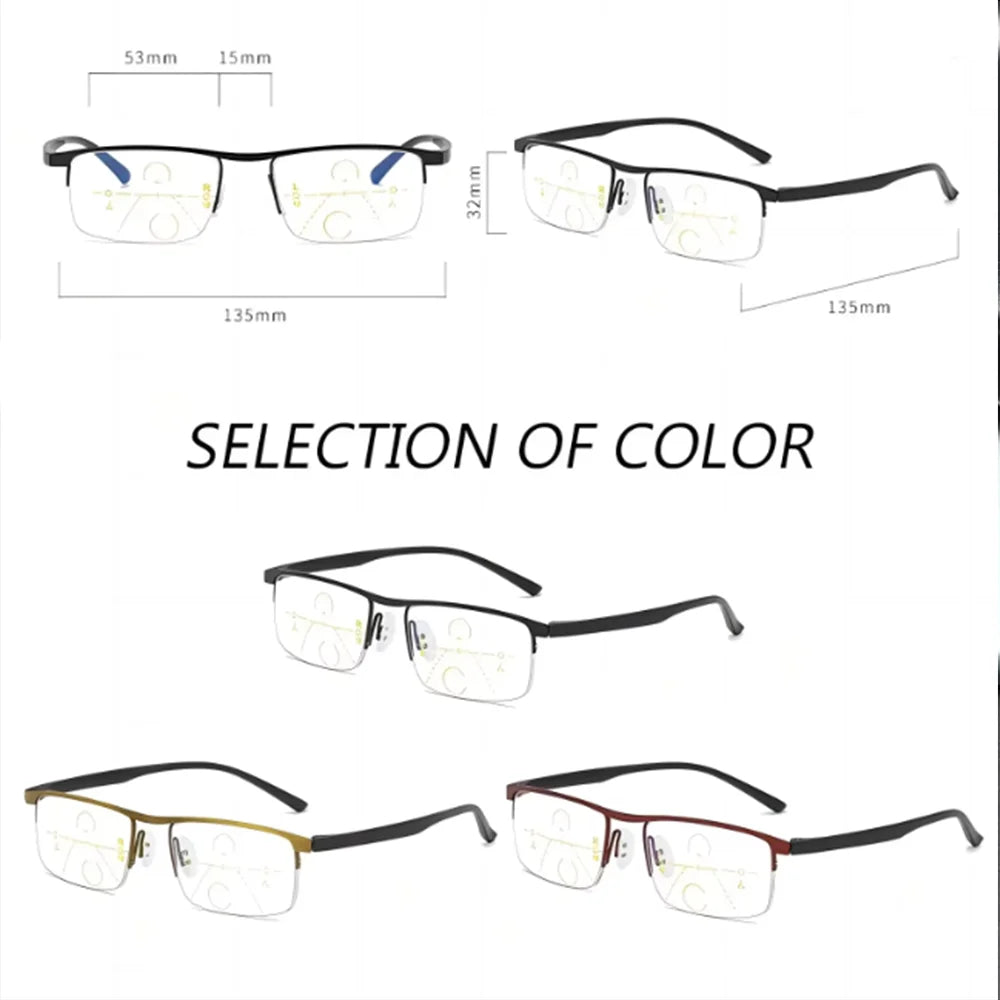 Intelligent zoom for both men and women anti-blue light reading glasses, progressive multi-focus dual use reading glasses