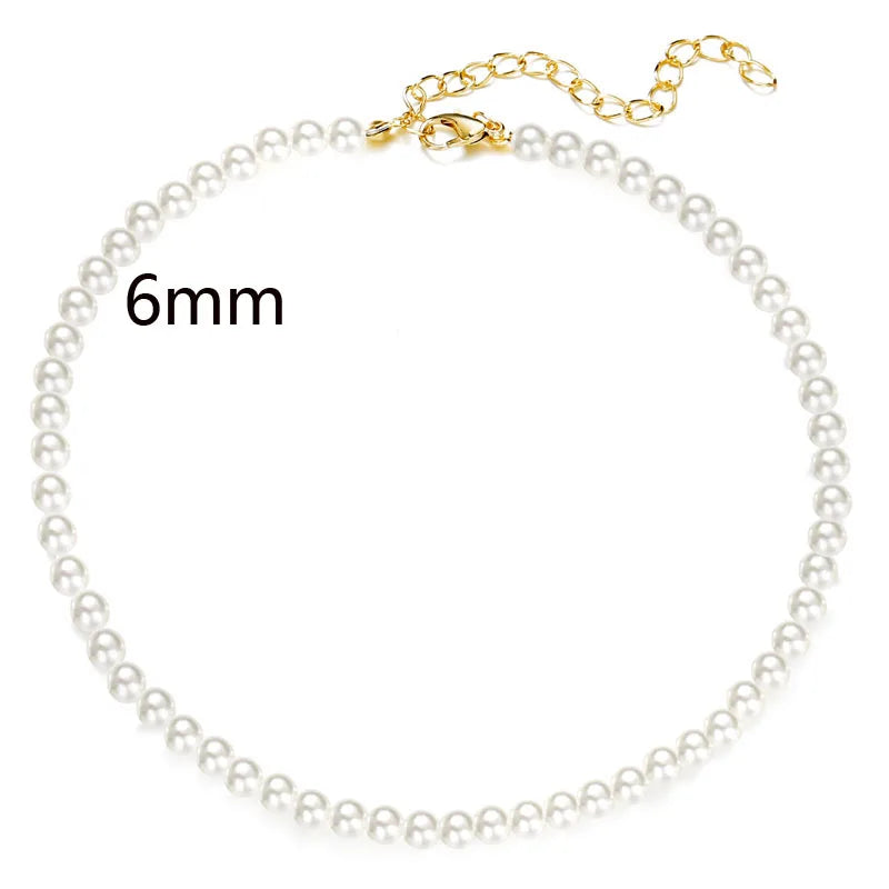White Imitation Pearl Choker Necklace Elegant Big Round Pearl Wedding Necklace for Women Charm Fashion Jewelry Gifts
