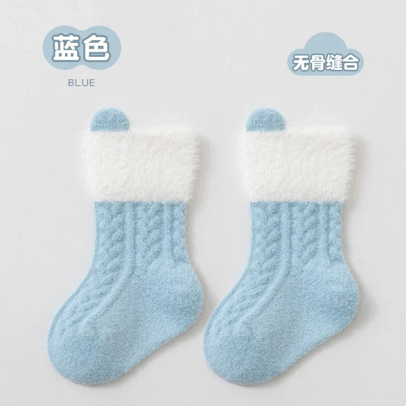 Autumn Winter Baby Socks Fleece Thickened Newborn Children Socks Warm Mid-Tube Kids Socks For Boys And Girls Baby Clothing Gifts