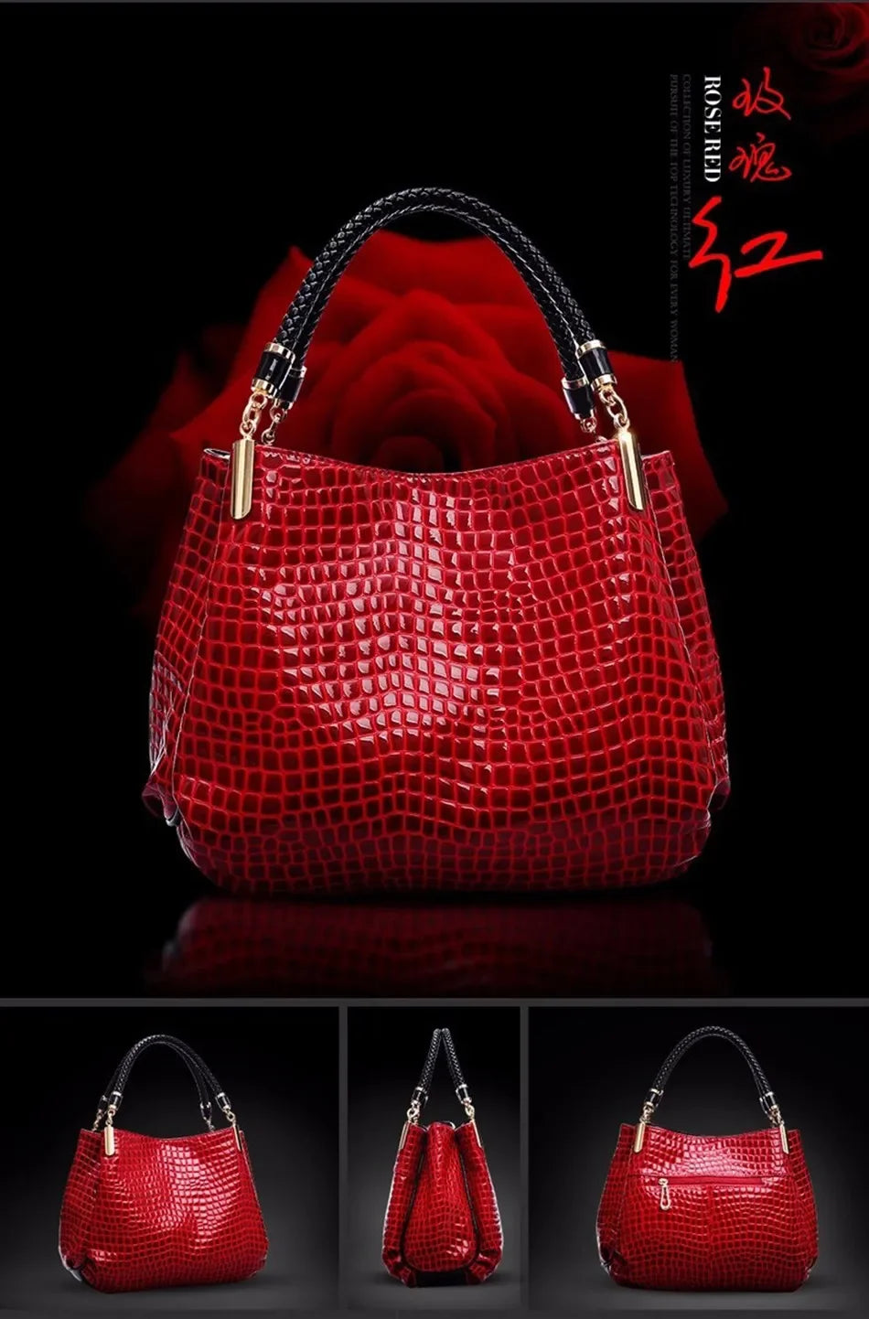 Luxury Ladies Hand Bags Purse Fashion Shoulder Bags Bolsa Sac Crocodile Famous Designer Brand Bags Women Leather Handbags