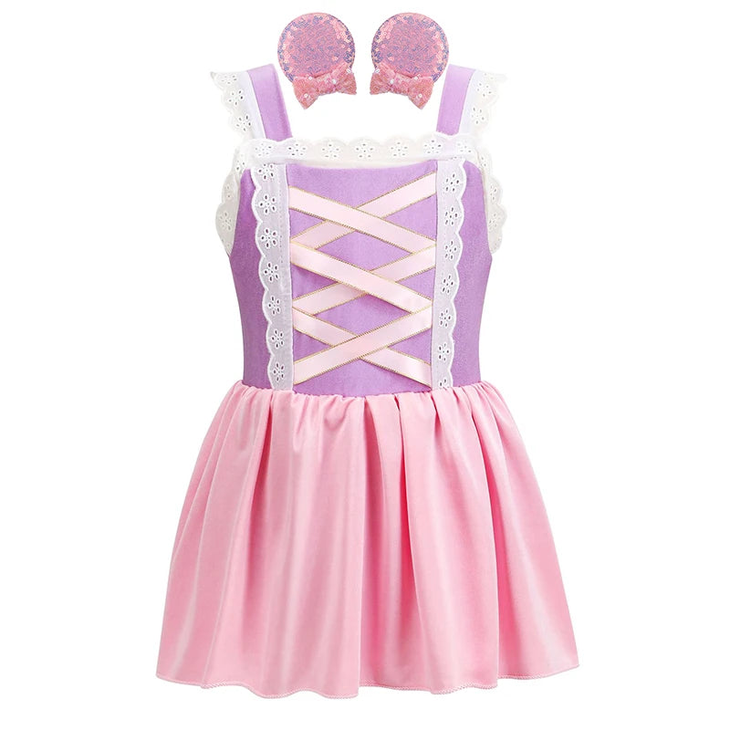 Girls Ruffle Style Princess Swimwear Rapunzel Separate Swimsuit Kids Elsa Anna Jasmine Princess Swimsuits Beach Bikini