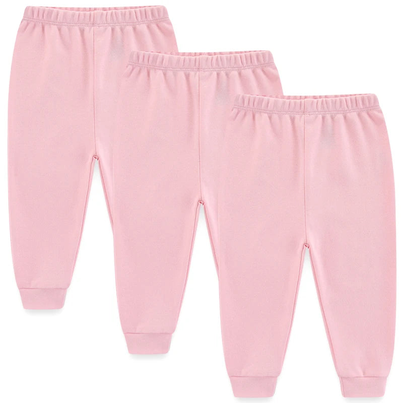 Solid Color 100%cotton Newborn Baby Pants 3/4Pieces Baby Girl Trousers 0-24M Soft Cartoon Print Baby Boy Pants Accessories