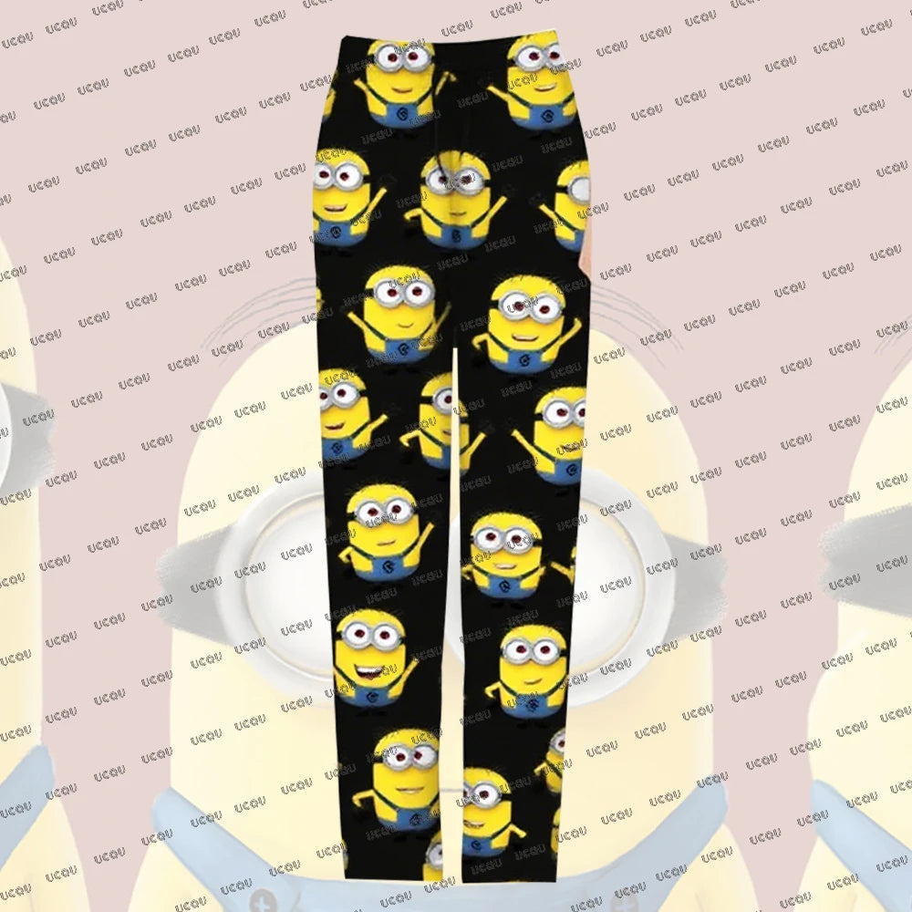 Despicable Me Minions Hoodies Autumn Winter Cotton Hoodie With Pajamas Pants Oversized Suits For Adult/Kids Men Women Clothes