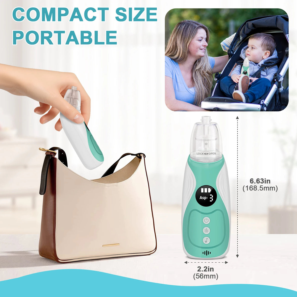 3 in 1 Electric Baby Nasal Aspirator Booger Mucus Sucker Nose Cleaner Nose Suction Device for Newborn & Toddlers Safe Gentle Use