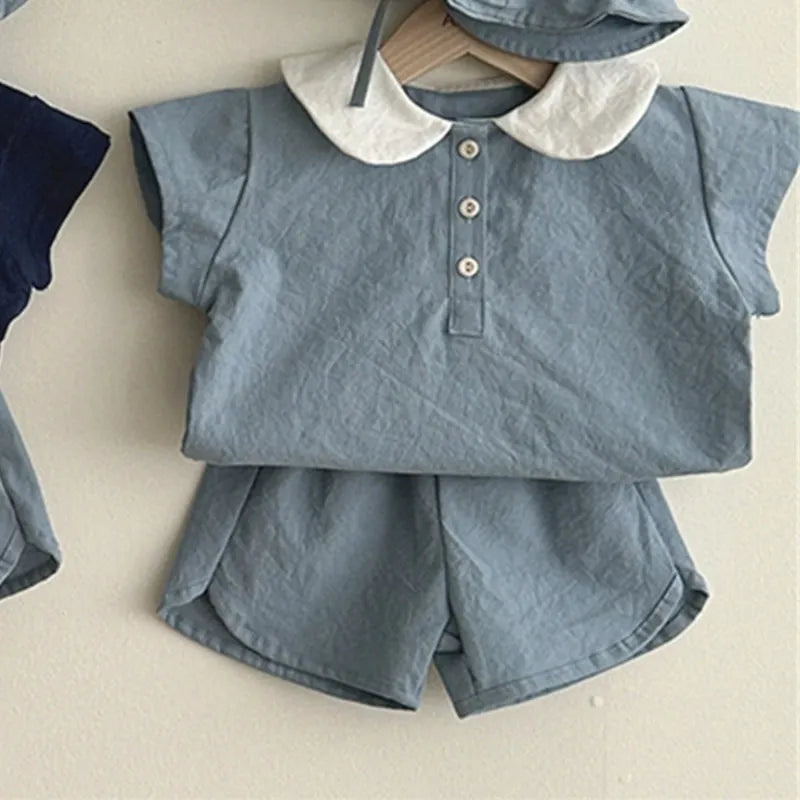 Newborn Baby Boy Cotton Clothes Set Shirt+Shorts 2PCS Infant Toddler Child Fashion Soild Pajamas Suit Outwear Baby Clothes 0-5Y