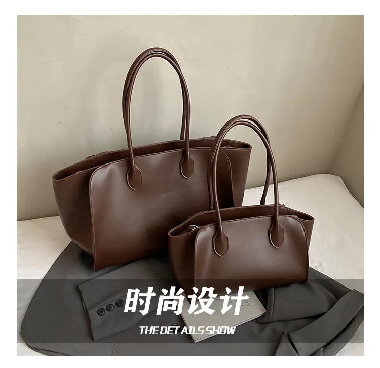 Luxury Women's Large Tote Bag Genuine Leather Shoulder Bags 2025 Female Retro Handbags High Quality Ladies Messenger Bag Black
