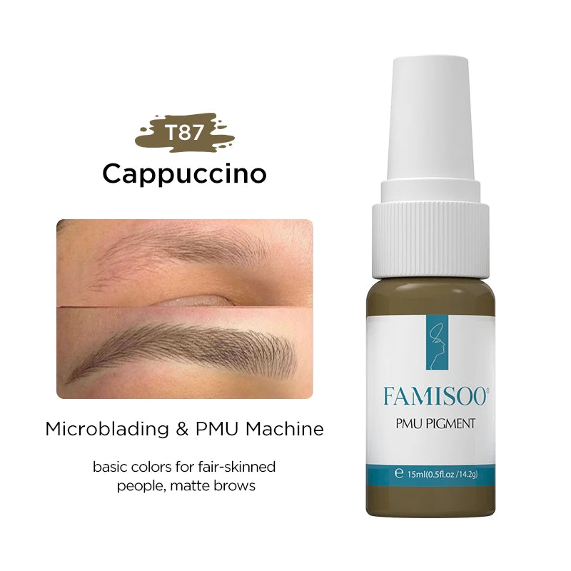 FAMISOO 15ml Permanent Makeup Pigment Microblading Paint Ink Body Art Eyebrows Eyeliner Tattoo Inks Makeup Supplies 0.5OZ