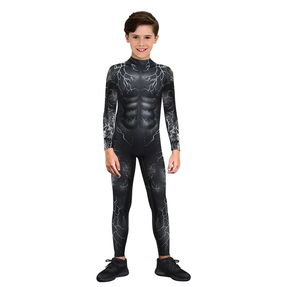 Halloween Children Movie Black Cosplay Costume 3D Print Funny Disguise Bodysuit Catsuit Holiday Party Zipper Carnival Jumpsuit