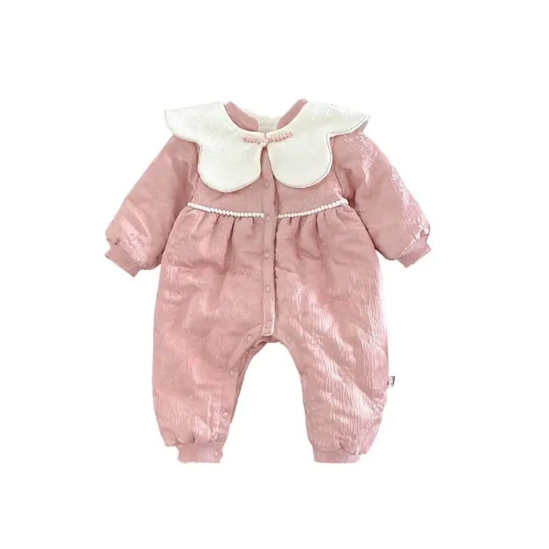 Baby Warm New Year Christmas Rompers 0-2 Year Old Korean Childrens Wear Winter Bodysuit Toddler Girls Sweetheart Outwear