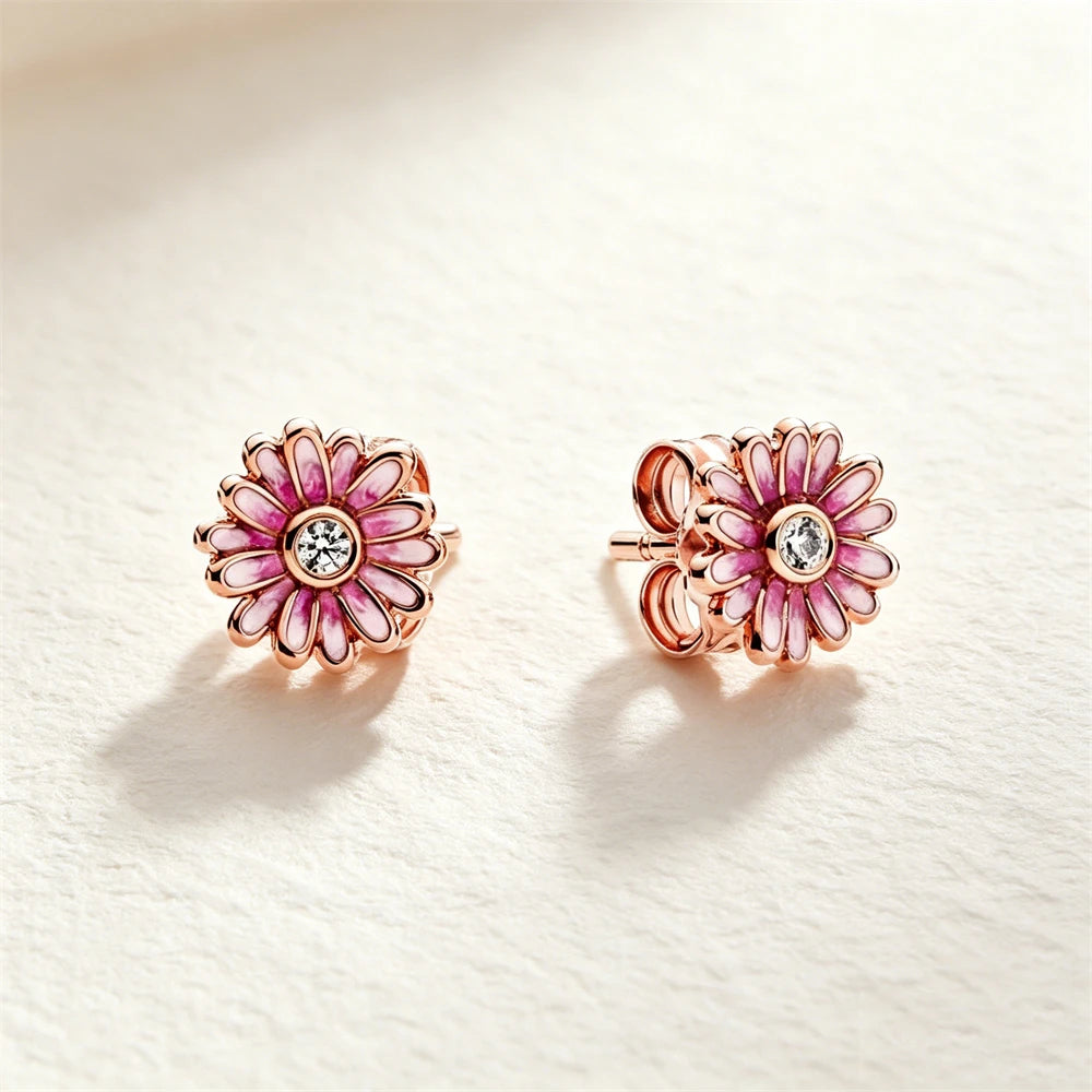 925 Sterling Silver Butterfly Flower Bee Lilac Leaf Zircon Earrings Suitable for Daily Wear as Women's Jewelry Holiday Gifts