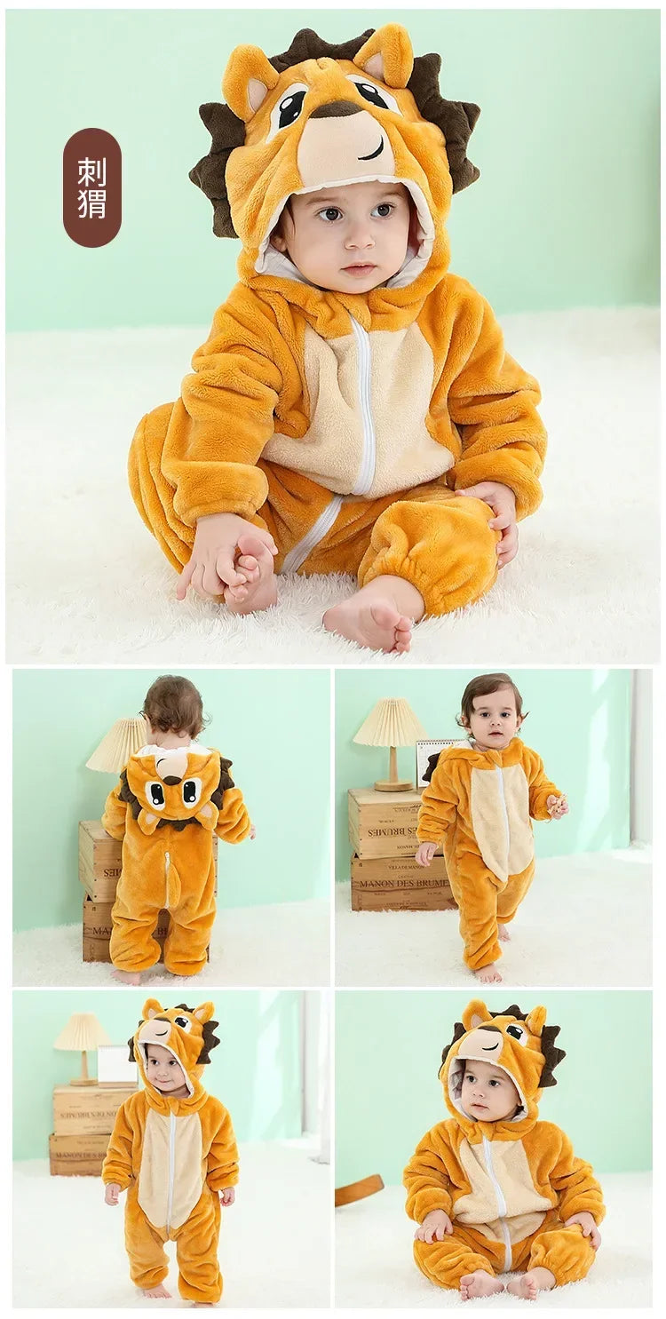 Newborn Baby Deer Animal Cartoon Romper Clothes Girls Pajamas Long Sleeve Hooded Onesies Infant Boys Costumes For Christmas