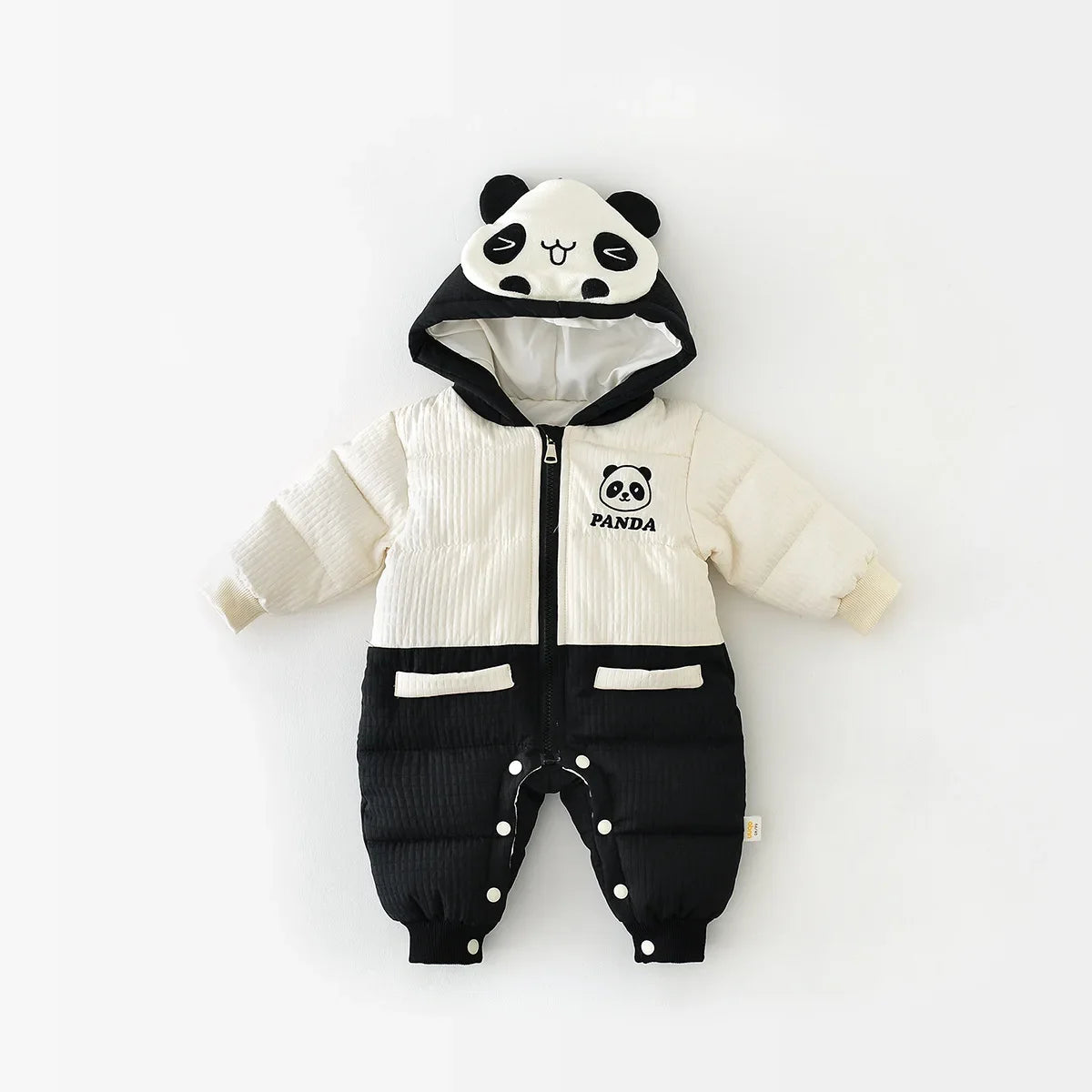 2024 Winter Baby Long Sleeve Warm Hooded Romper Cute Panda Print Newborn Plus Velvet Thick Jumpsuit Infant Girl Boy Warm Clothes