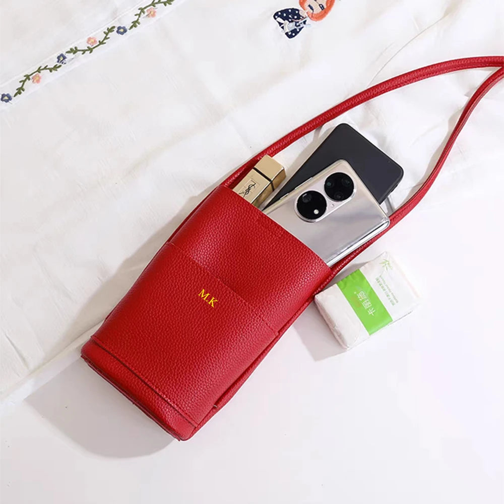 Luxury Design PU Leather Phone Bag Custom Letters Woman Cross Body Bag Fashion Travel Lady Engraving Shoulder Bags Wallet Pouch