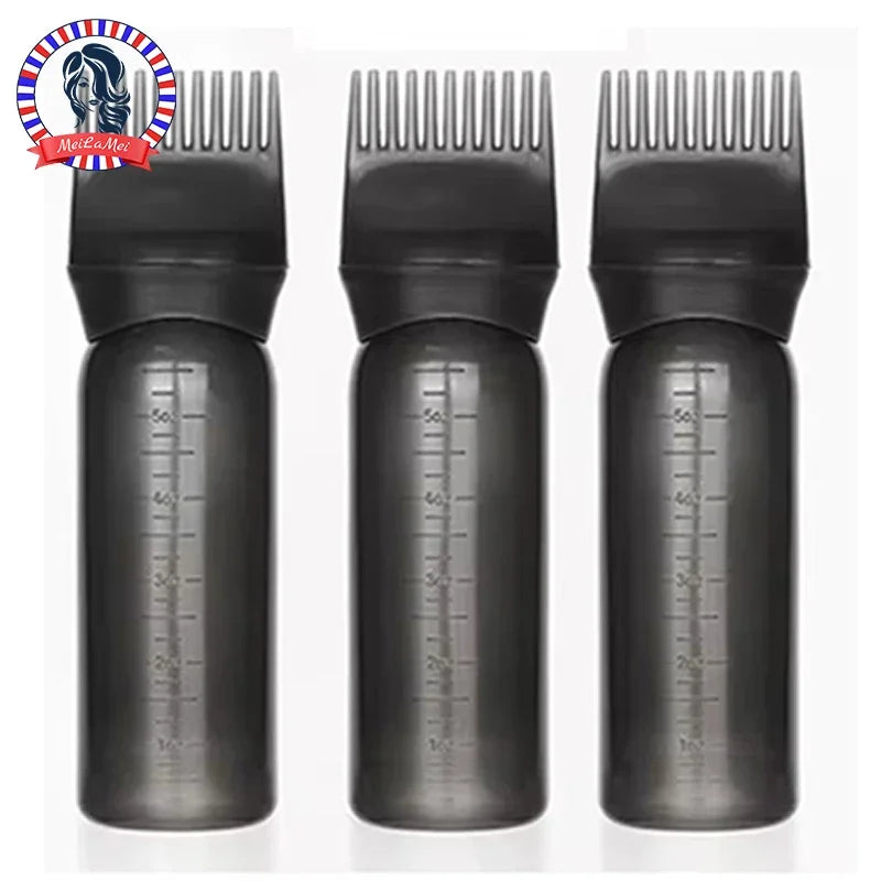 3pcs180ml Oil Scalp Applicator Root Washer Repeatable Filling Bottle Root Comb Applicator Bottle Salon Barbershop Accessories