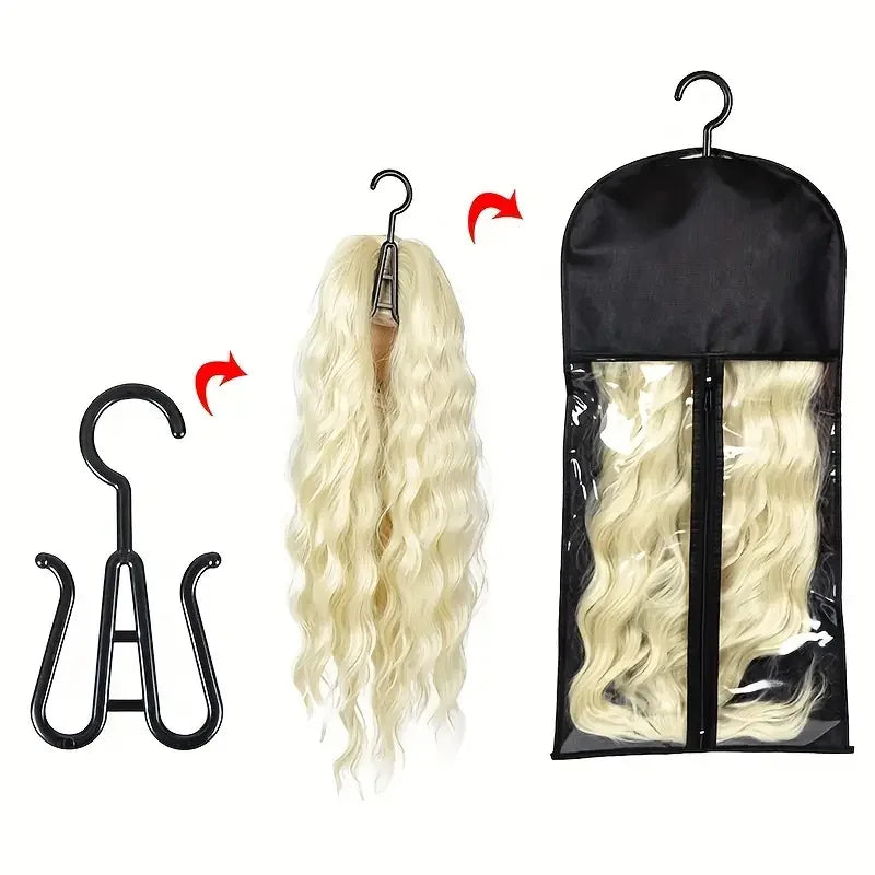 10PCS/3PCS/6PCS/1PCS Hair Extension Storage Bag with Hanger Transparent Wig Organizer Dustproof Holder for Hair Pieces